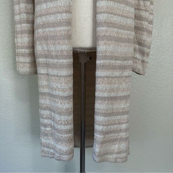 Chico's Kennedy Subtle Striped Textured Open Front Long Cardigan - Picture 6 of 13